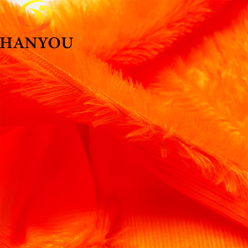 Orange New Style High Quality Custom Color Luxury Brush Rabbit Faux Fur PV Fleece Fabric For Cushion Pillow
