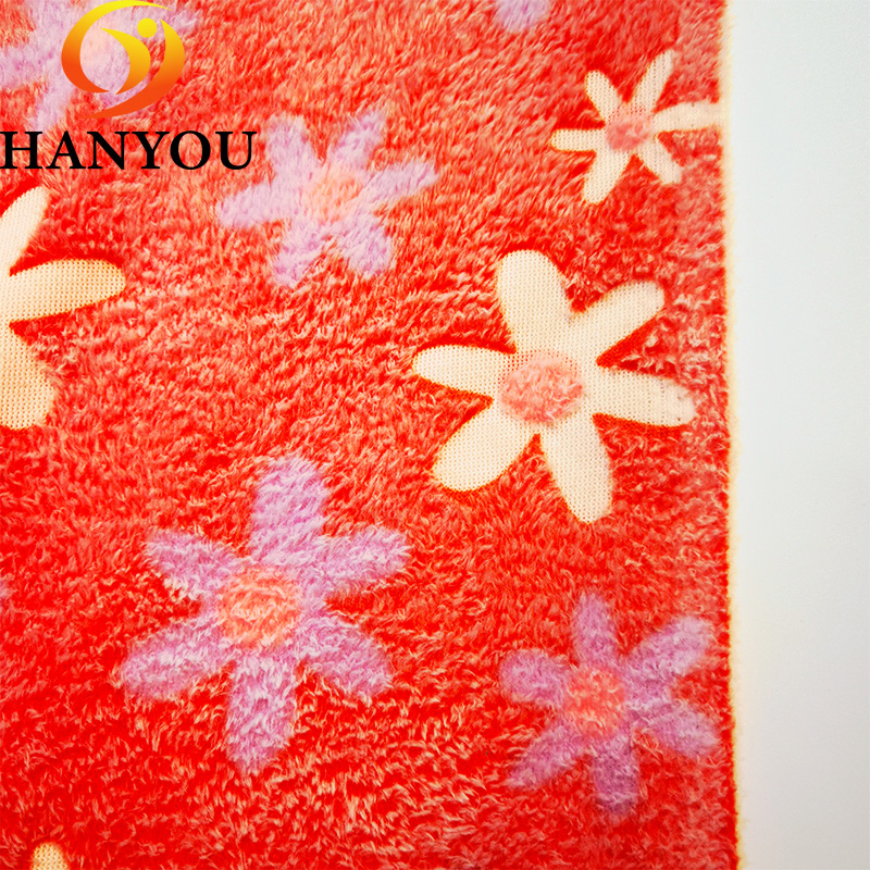 Red Starfish Flower Pattern Flannel Coral Fleece Plush Minky Luminous Fabric Glow In The Dark Fleece Fabric