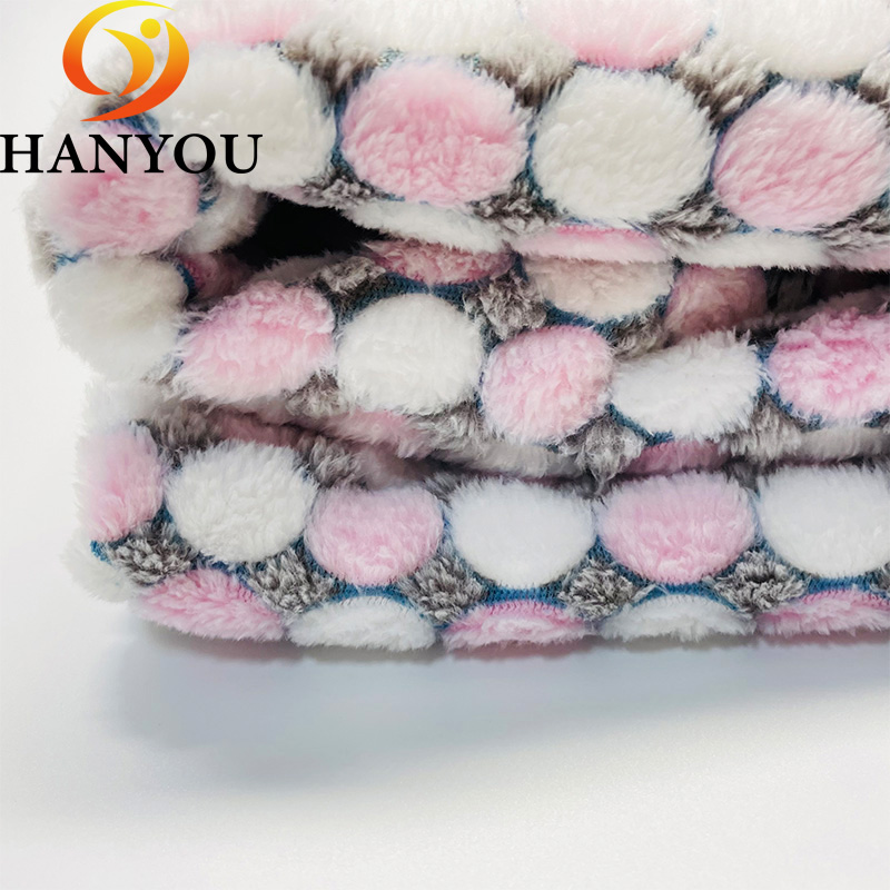  High Quality Pink and white polka dots Super Soft Jacquard Home Textile Sofa Pringting Polyester Cotton Other Rabbit Faux Fur Blanket Fabric