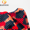 Red And Black Printing Good Hand-Feeling One Side Custom Color Striped Velvet for Curtain