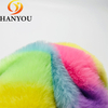 Baby Blankets Designer Custom Rolls Knitted All Polyester Rainbow Furry Skin Rabbit Rainbow Colours Stripe Faux Fur Plush Fabric