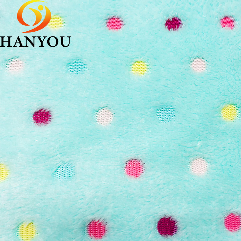 2023 Most Popular Bake Printing Coloured Dots High-weight Flannel Fabric for Bath Towel