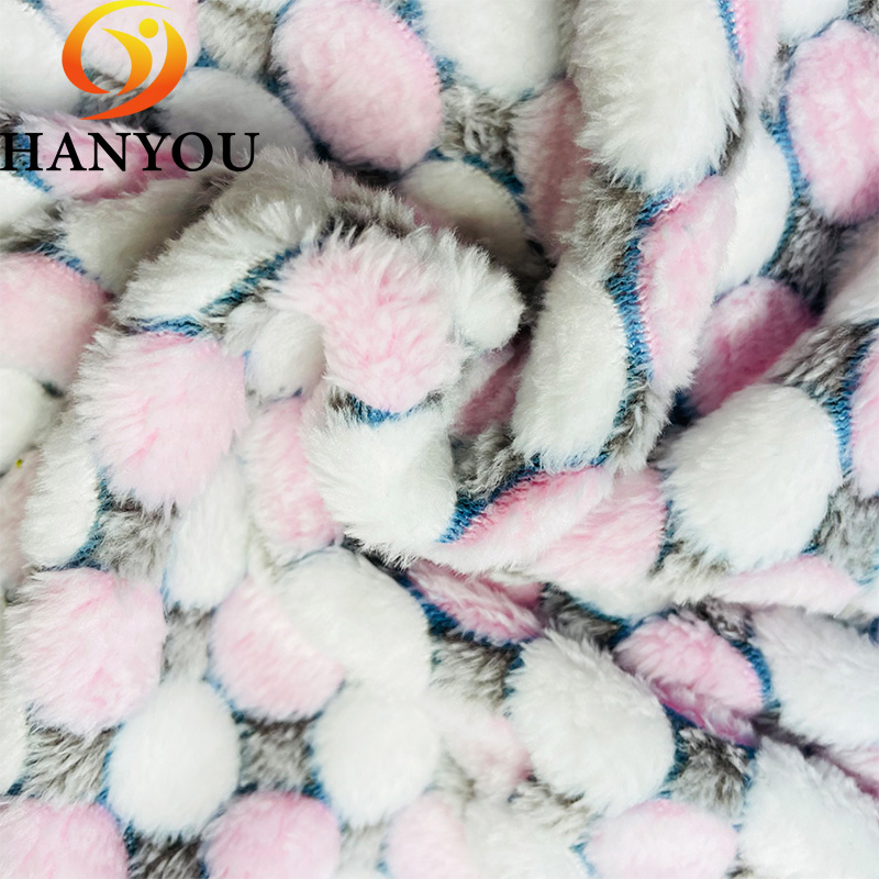  High Quality Pink and white polka dots Super Soft Jacquard Home Textile Sofa Pringting Polyester Cotton Other Rabbit Faux Fur Blanket Fabric