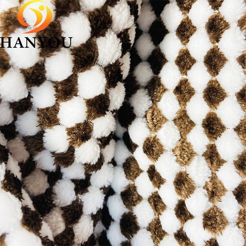 Plaid Pattern Polyester Classic Plain Jacquard Strip Faux Fur Fabric for Toys
