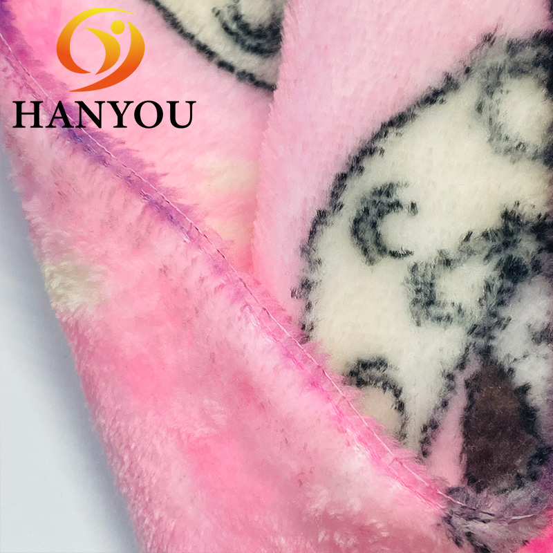 Decent Quality Two Side Pink Owl Style Shu Velveteen Fabric