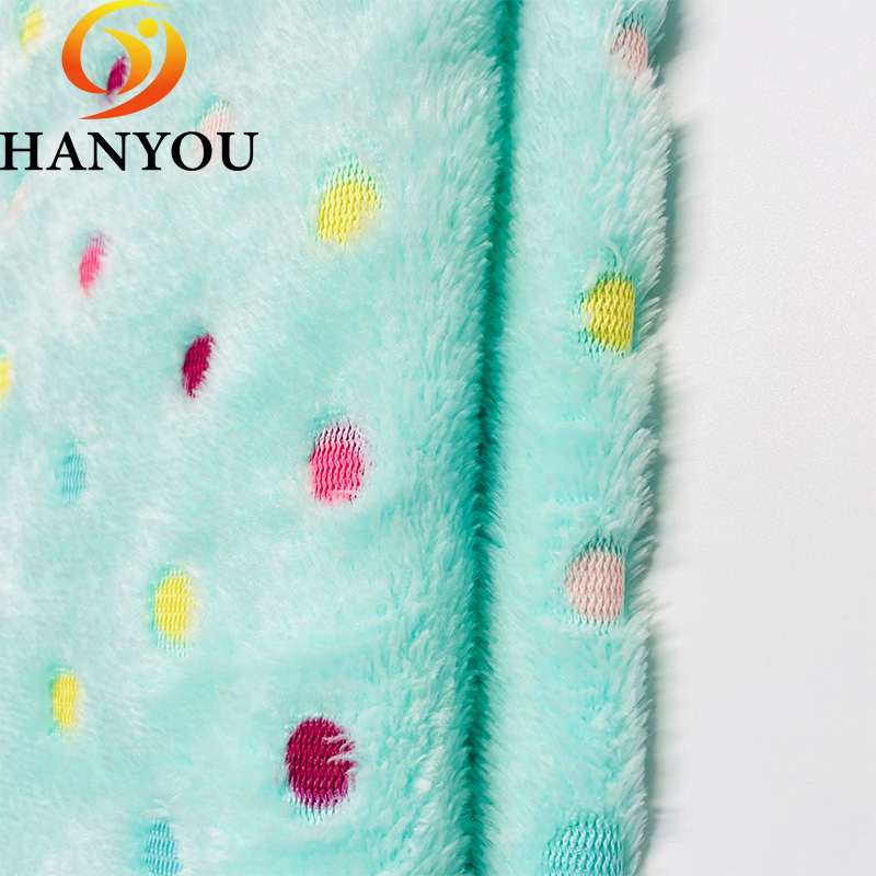 2023 Most Popular Bake Printing Coloured Dots High-weight Flannel Fabric for Bath Towel
