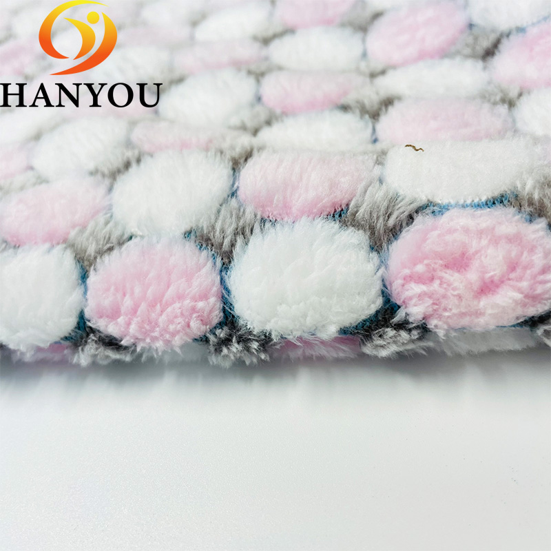 High Quality Pink and white polka dots Super Soft Jacquard Home Textile Sofa Pringting Polyester Cotton Other Rabbit Faux Fur Blanket Fabric