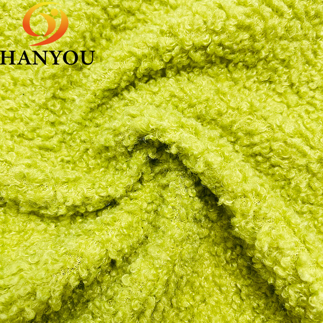 Hanyo Wholesale Soft Boucle Sherpa Teddy Fleece Velvet Fabric 100 Polyester Hot Pashmina Fabric Curly Furry Fabric for Toys Or Coats