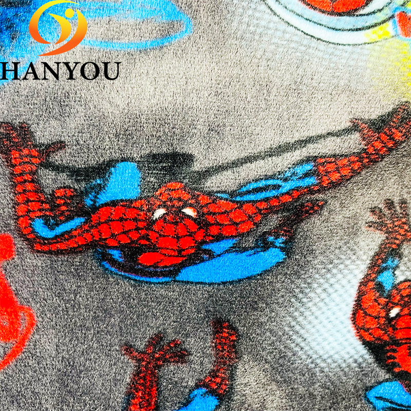 Spiderman Design Super Soft Velvet Fabric 100 Polyester Crystal Velvet Fabric Upholstery
