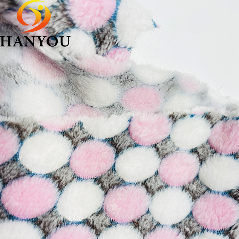  High Quality Pink and white polka dots Super Soft Jacquard Home Textile Sofa Pringting Polyester Cotton Other Rabbit Faux Fur Blanket Fabric