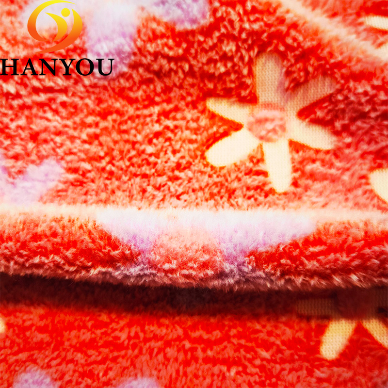 Red Starfish Flower Pattern Flannel Coral Fleece Plush Minky Luminous Fabric Glow In The Dark Fleece Fabric