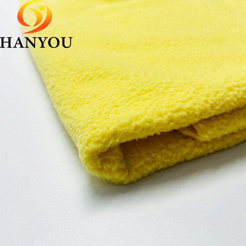 Polyester Yellow Color Plain Circle Yarn Knitted Terry Polar Fleece Teddy Velvet Fabric For Garment