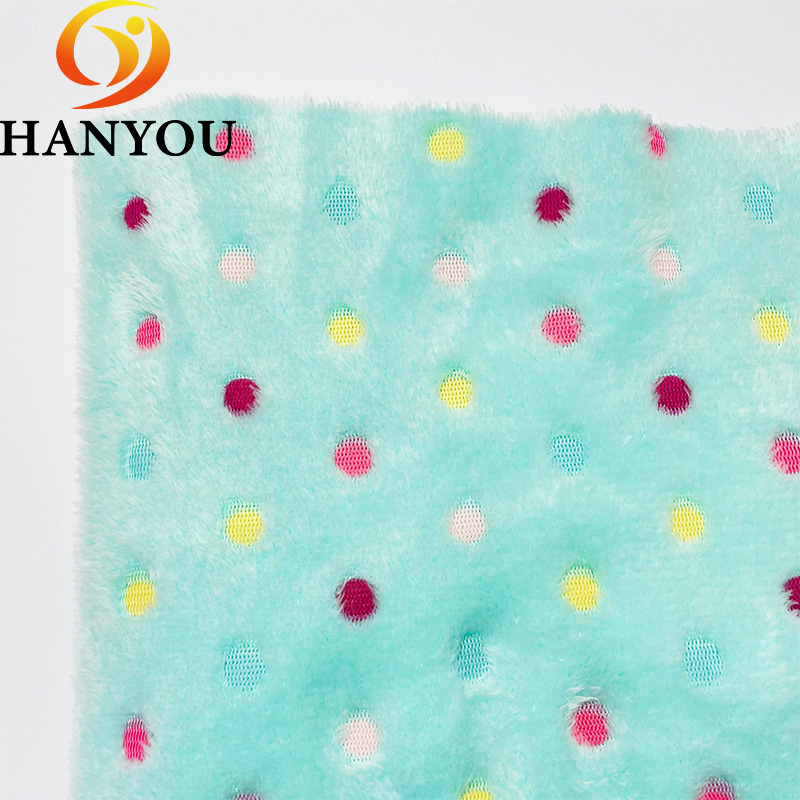 2023 Most Popular Bake Printing Coloured Dots High-weight Flannel Fabric for Bath Towel