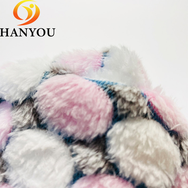  High Quality Pink and white polka dots Super Soft Jacquard Home Textile Sofa Pringting Polyester Cotton Other Rabbit Faux Fur Blanket Fabric