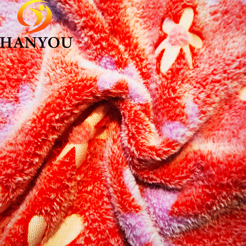 Red Starfish Flower Pattern Flannel Coral Fleece Plush Minky Luminous Fabric Glow In The Dark Fleece Fabric