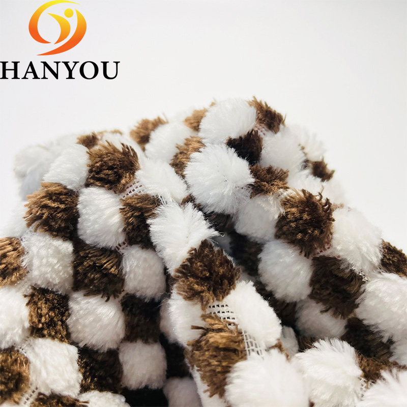 Plaid Pattern Polyester Classic Plain Jacquard Strip Faux Fur Fabric for Toys