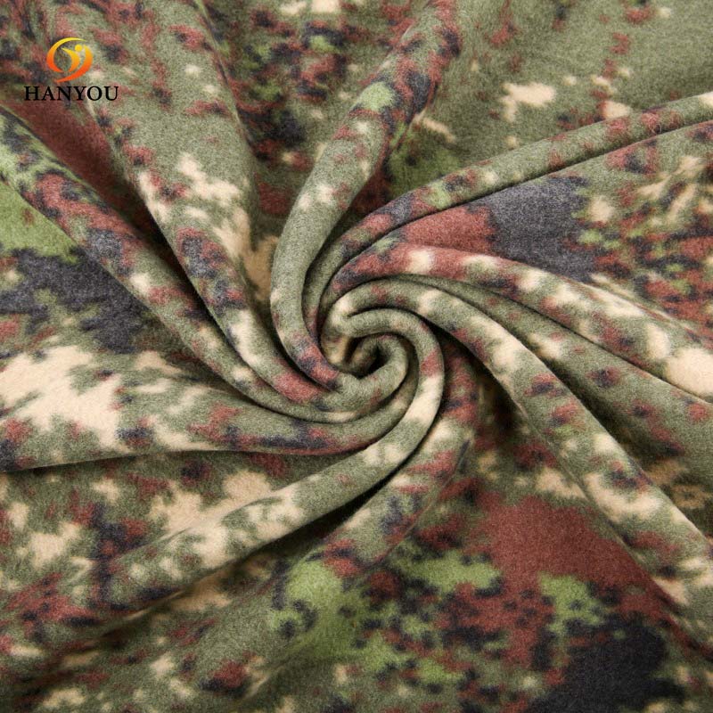 Hanyo Polyester Double Sides Custom Printed Camouflage Polar Fleece Fabric for Garment