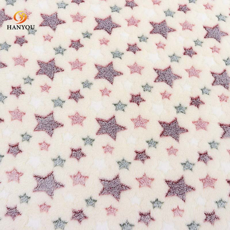 Hanyo Star Print 100% Polyester Coral Fleece Fabric for Child