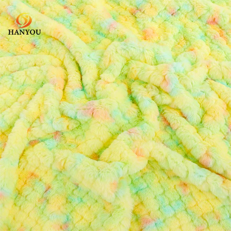 Hanyo Yellow Geometric Jacquard Rabbit Faux Fur Fabric