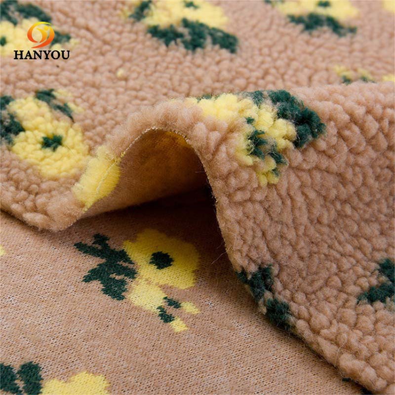 Hanyo Brown Short Pile Dyeing Polyester Sherpa Fleece Fabric 