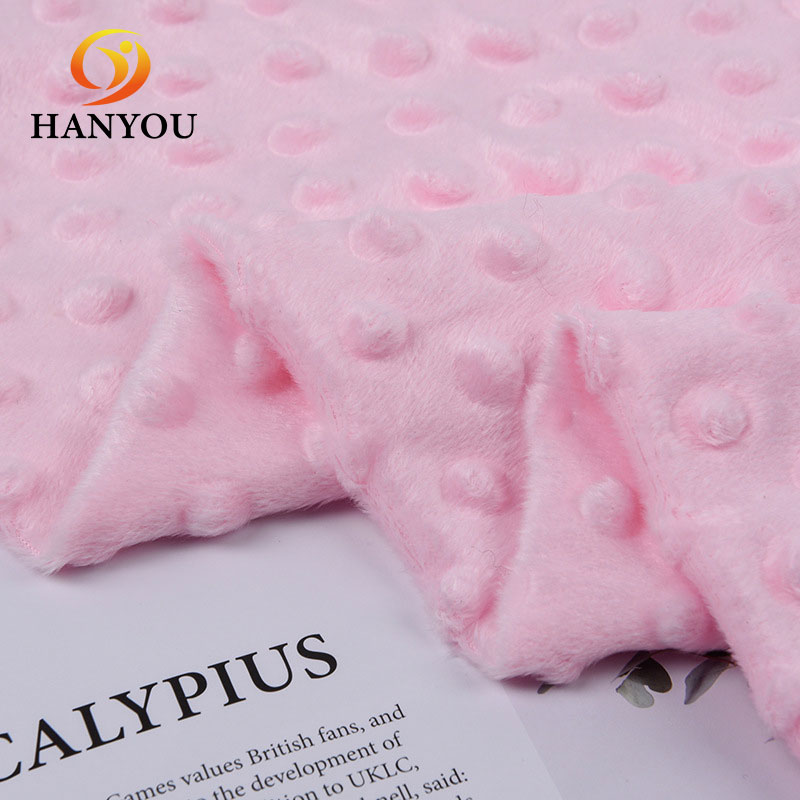 Hanyo Solid Color Pink Minky Dot Fleece Fabric