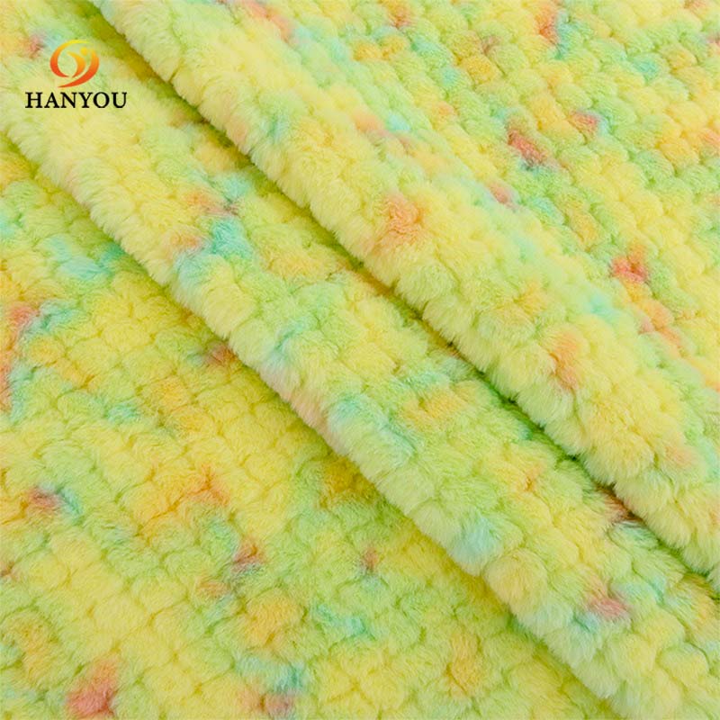 Hanyo Yellow Geometric Jacquard Rabbit Faux Fur Fabric