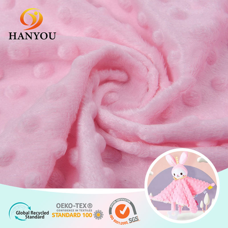 Hanyo Solid Color Pink Minky Dot Fleece Fabric