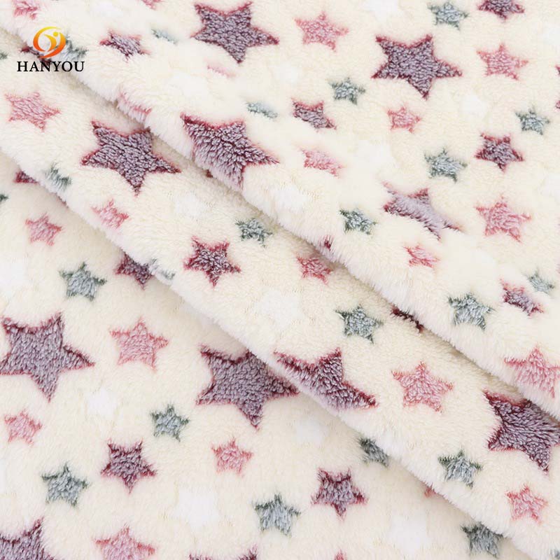 Hanyo Star Print 100% Polyester Coral Fleece Fabric for Child