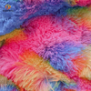 Hanyo Tie-Dye Rainbow Faux Fur Fabric for Coat