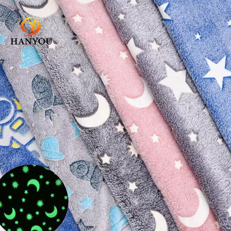 Hanyo Star Glow In The Dark Polyester Luminous Coral Fleece Fabric