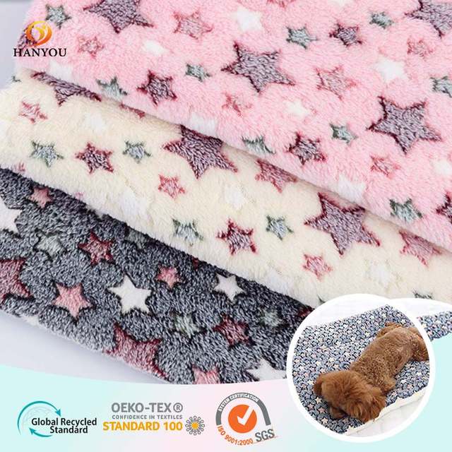 Hanyo Star Print 100% Polyester Coral Fleece Fabric for Child