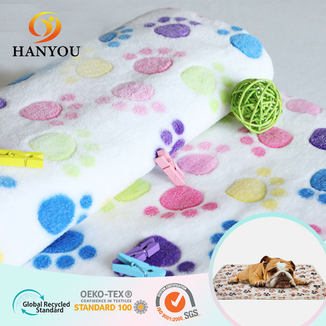 Hanyo Cute Dog Paw Print Flannel Fleece Fabric for Blanket