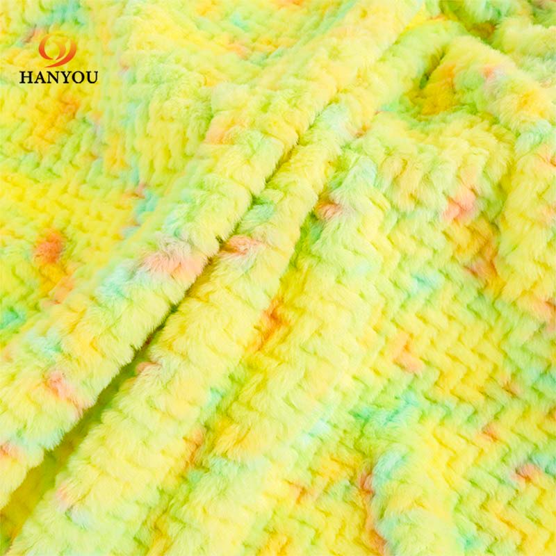 Hanyo Yellow Geometric Jacquard Rabbit Faux Fur Fabric