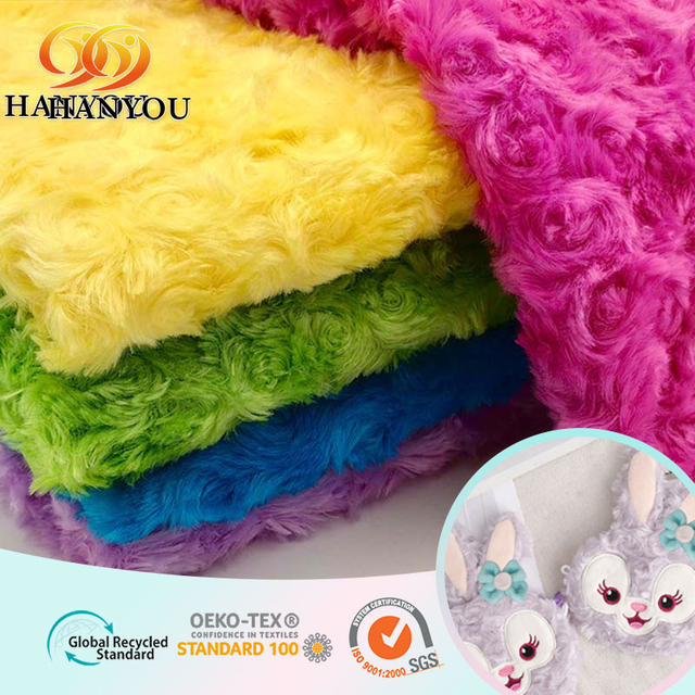 Hanyo 100% Polyester Rose Pv Plush Faux Fur Fabric for Toy