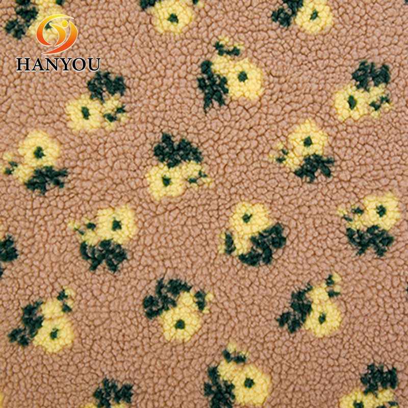 Hanyo Brown Short Pile Dyeing Polyester Sherpa Fleece Fabric 