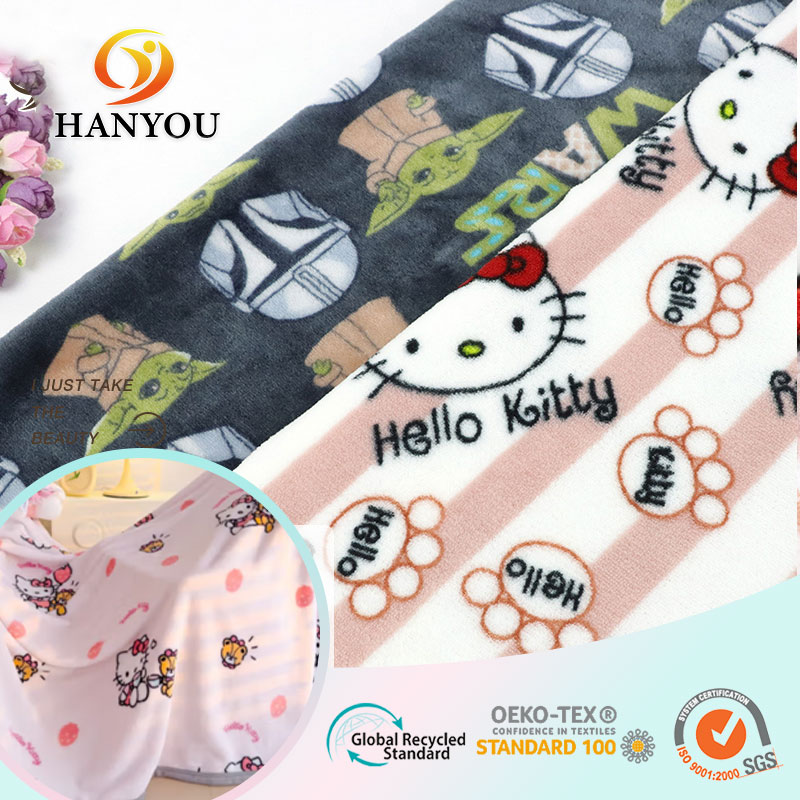 Hanyo Soft Warm Hello Kitty Flannel Fleece Fabric