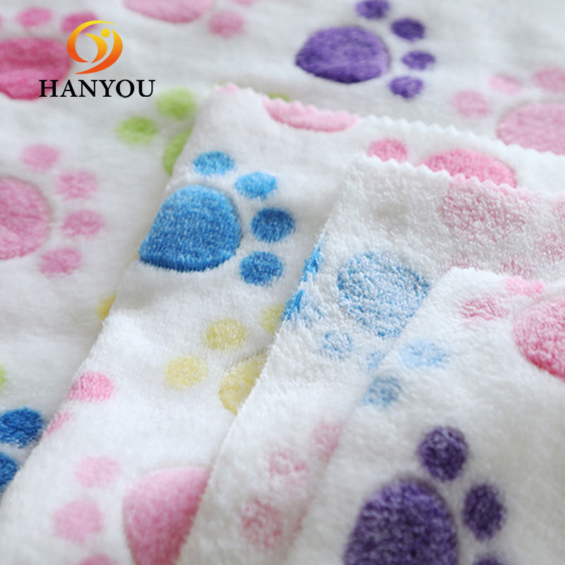 Hanyo Cute Dog Paw Print Flannel Fleece Fabric for Blanket