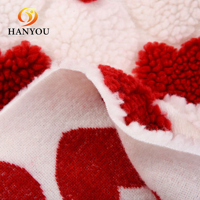 Hanyo Light Pink Love Print One Side Cozy Berber Sherpa Fleece Fabric