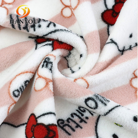 Hanyo Soft Warm Hello Kitty Flannel Fleece Fabric