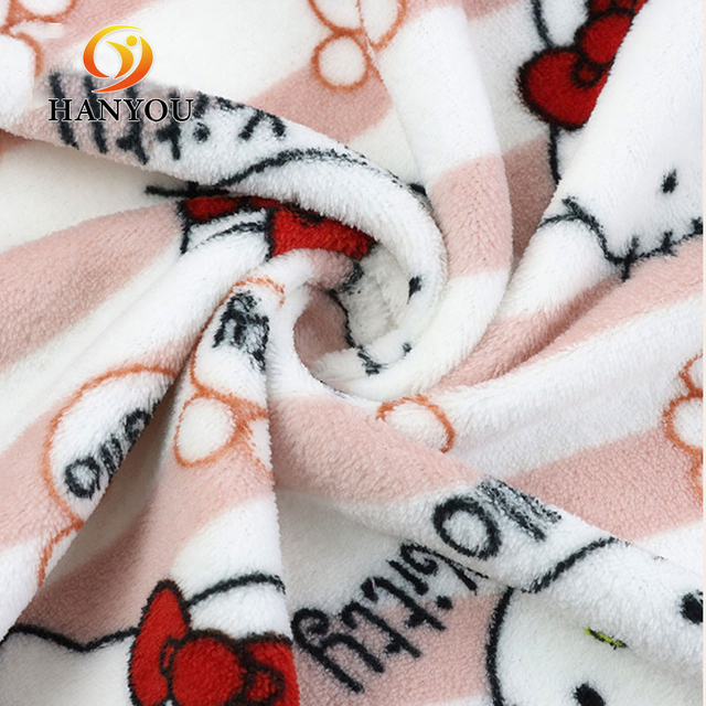 Hanyo Soft Warm Hello Kitty Flannel Fleece Fabric