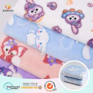 Hanyo Rabit Printing Comfortable Flannel Fleece Fabric for Children