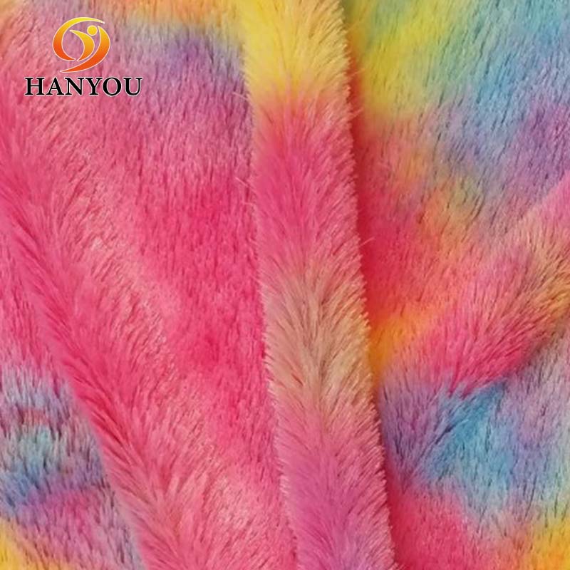 Hanyo Tie-Dye Rainbow Faux Fur Fabric for Coat